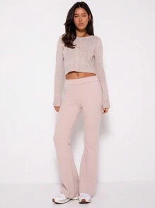 MUSERA 纽扣罗纹短款开衫，可爱休闲舒适，适合秋季、感恩节、新年和圣诞节穿着。