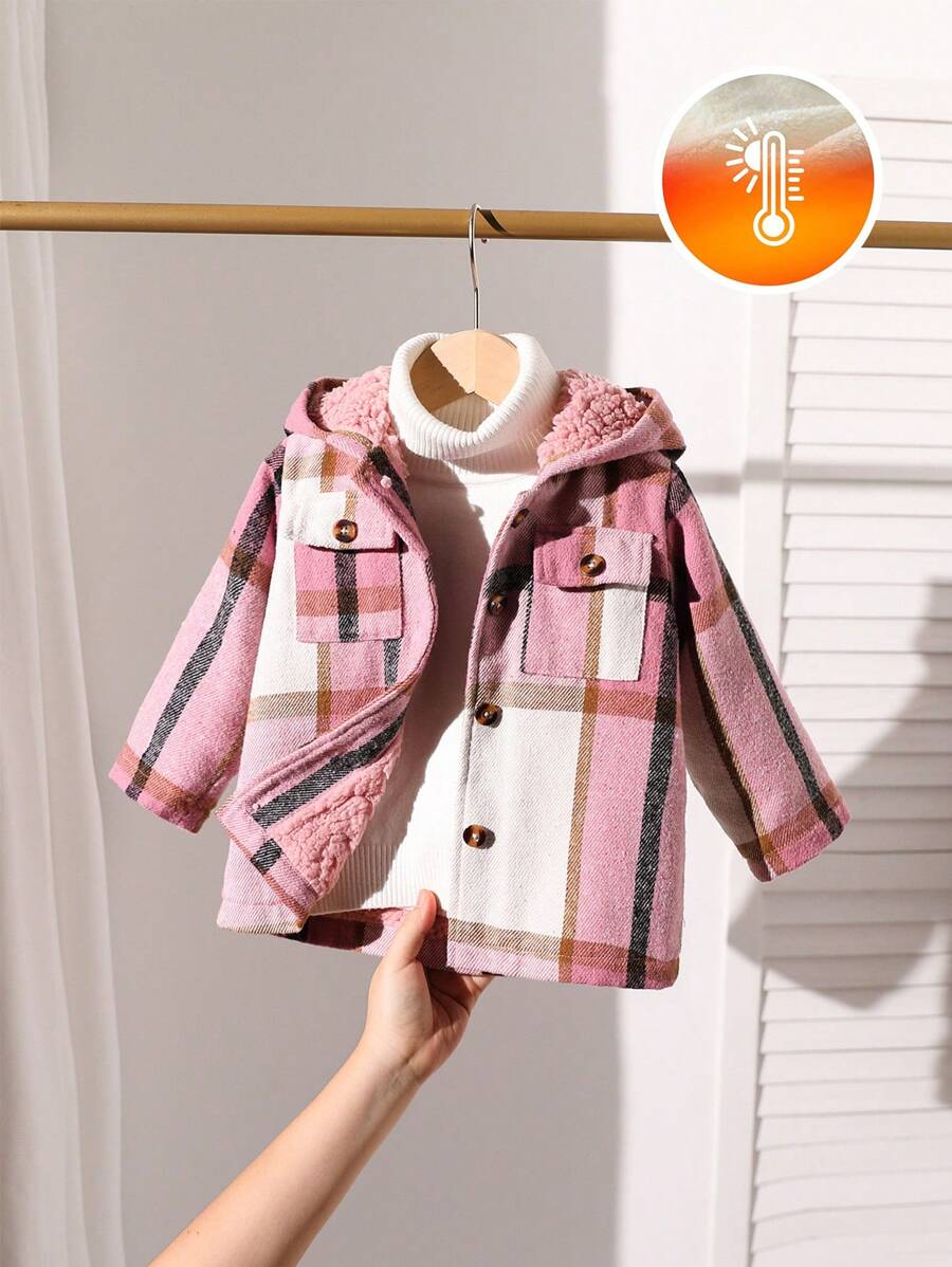 Baby Girls Plaid Jacket For Autumn/Winter - Pink - View 1