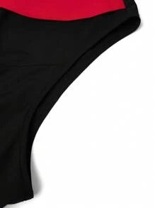 SHEIN Clasi Plus Size Contrast Color Peter Pan Collar Sleeveless A-Line Dress - Black - View 3