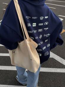 DAZY 宽松个性字母装饰休闲羊毛连帽衫，女士秋季服装