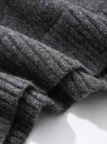 DAZY 1 件女士简约纯色宽松 V 领长袖毛衣，适合秋冬季，秋季女装 - 灰色 - 查看 8