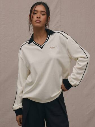 MUSERA Collared Sports Jersey Sweatshirt