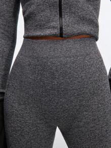 SHEIN Unity Marled Rib High Waist Contour Gym Sports Leggings