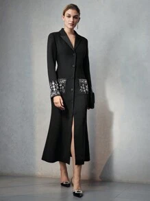 MOTF Soiréza PEAK COLLAR RHINESTONE DETAIL MERMAID HEM EVENING DRESS - Black - View 8