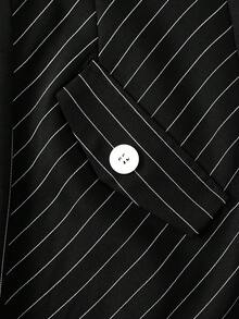 Black & White Striped Mid-Length Skirt, Slimming Design - Black and White - View 6