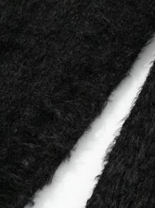 DAZY Long Fitted Knitted Fleece Loungewear Dress For Winter Pajama - Black - View 7