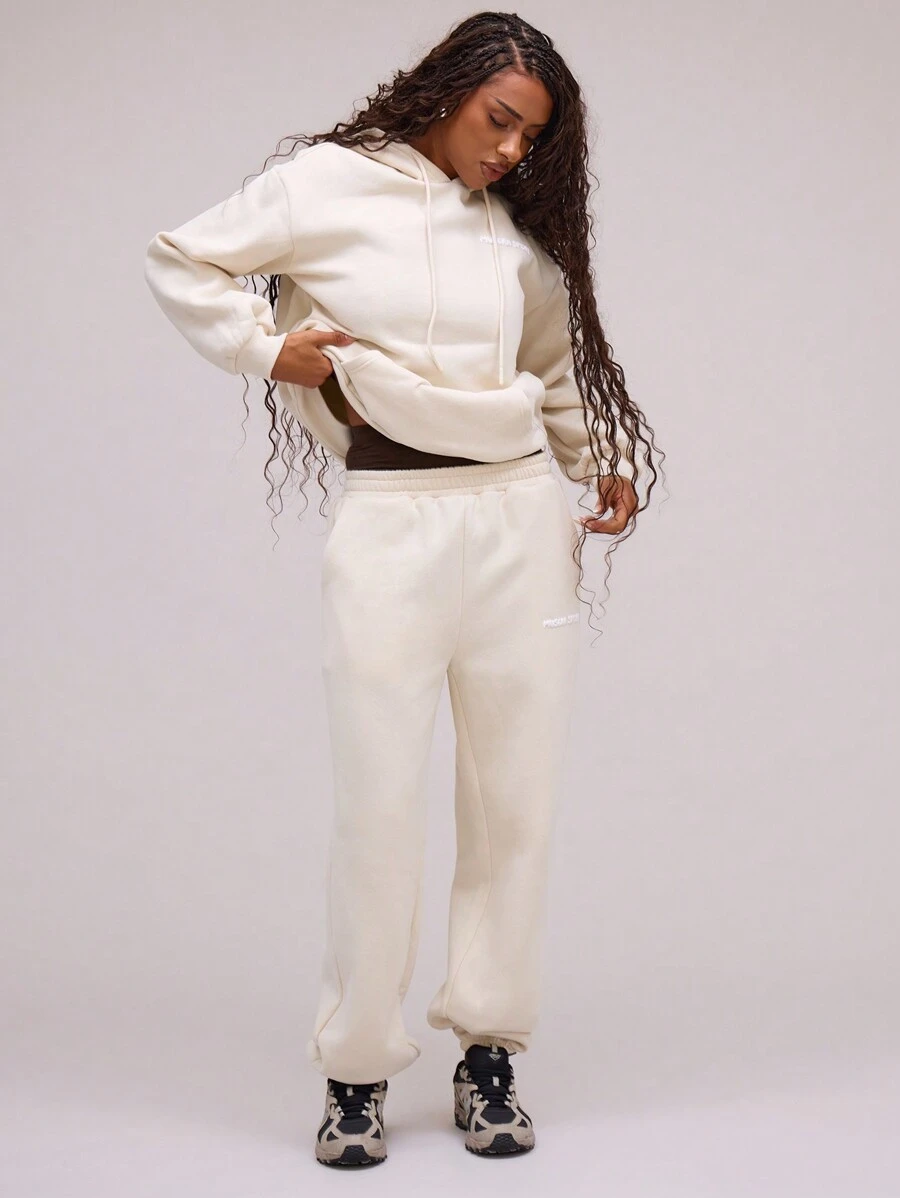 Musera Sport Letter Graphic Sports Jogger Sweatpants, Padel, Tennis, Pickleball Gym Fitness - Khaki - View 1