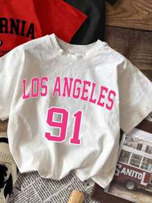 Attitoon Bộ 3 chiếc áo thun ngắn tay in chữ bó sát cổ tròn phong cách tối giản California, Los Angeles, Brooklyn dành cho nữ, phù hợp cho mùa hè - Nhiều màu - Xem 3