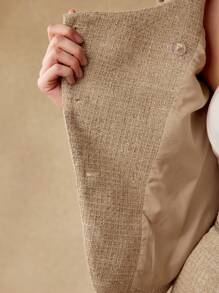 MOTF PREMIUM TWEED WRAP DOUBLE BREASTED PLACKET COAT - Camel - View 10