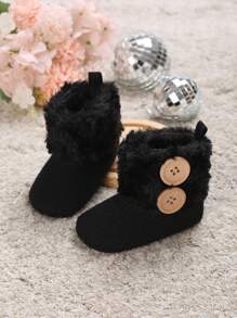 New Warm Soft Sole Boots For Toddlers, 0-1 Year Old, Winter - Black - View 4