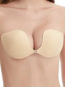 1pc Manggo Front-Closure Sticky Bra - Apricot - View 1