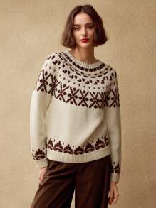 MOTF PREMIUM FAIR ISLE PATTERN RAGLAN SLEEVE SWEATER
