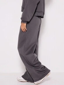MUSERA Pocket Detail Wide Leg Sweatpants  Vacation - Dark Grey - View 3