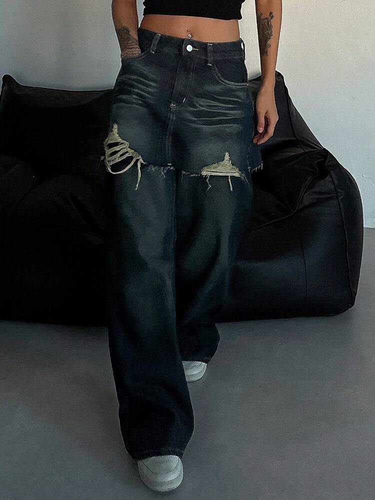 2pcs Set Women Denim Jeans And Skirt