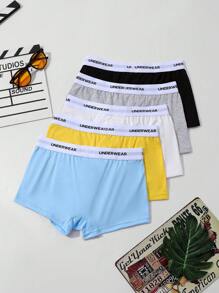 paquete de 5 boxer de cintura con estampado de letras para adolescentes varones