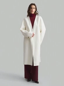 Ontre Manteau long ivoire pour femmes, veste d'hiver ample au style de foulard à capuche décontracté, idéal pour Noël et le Nouvel An - Blanc - Voir 9