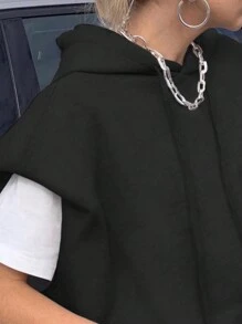 INAWLY Áo nỉ trùm đầu cỡ lớn màu trơn cho nữ, mùa thu - màu đen - Xem 3