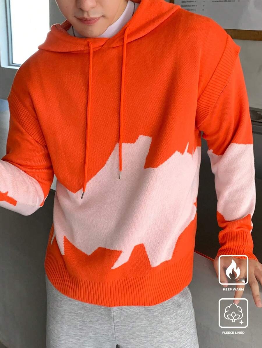 Claim Dot Men's Solid Color Patchwork Simple Hoodie Casual Sweater