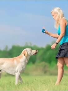 1 pieza Pelota de goma con sonido para masticar de color aleatorio, juguete interactivo de limpieza dental para perros, juego de entrenamiento y diversión para mascotas, regalo para cachorros para usar dentro y fuera de casa - Azul - Ver 6