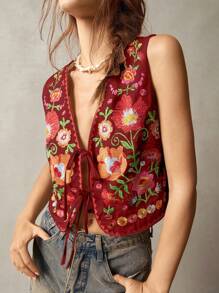 Bohemela 女士刺绣衬衫，适合度假 - 鏽棕色 - 查看 8