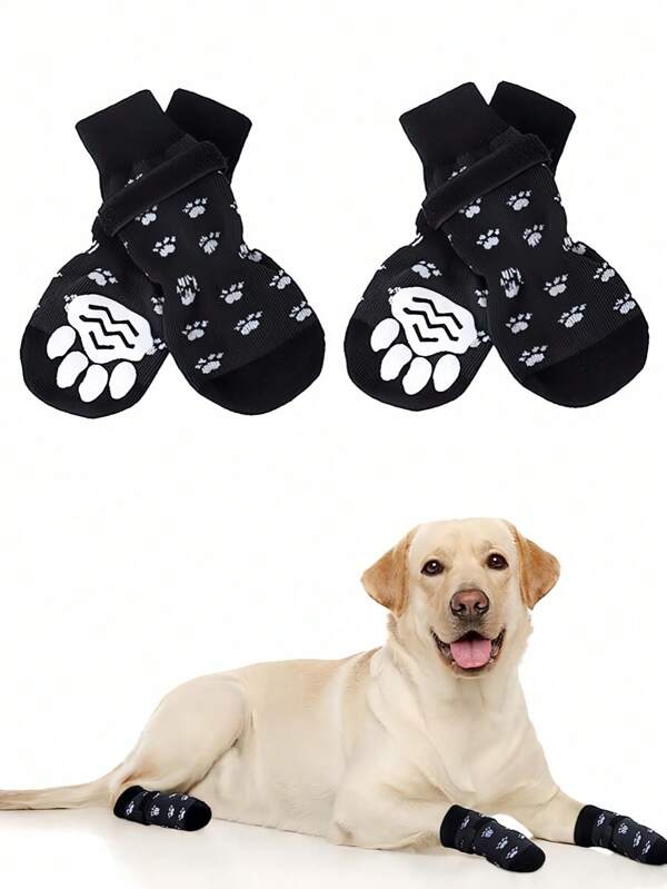 Anti Slip Dog Socks 2 Pairs - Dog Grip Socks With Straps Traction Control For Indoor On Hardwood Floor Wear, Pet Paw Protector For Small Medium Large Dogs Christmas For Holiday Gift Giving