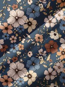 SHEIN LUNE Casual Floral Pattern Hooded Sweatshirt For Women, Suitable For Autumn/Winter