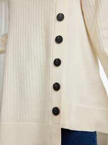 Mulvari Korean Style Loose High Neck Mid-Length Sweater Women, Slouchy Casual Pullover Knit Top, Asymmetrical Hem Minimalist Design Knit Pullover Fall Winter Outfit