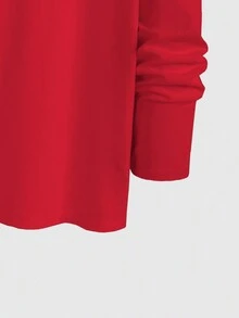 Manfinity Homme T-shirt à manches longues à col rond avec imprimé d'ailes, pour homme, usage quotidien décontracté, automne - Rouge - Voir 5