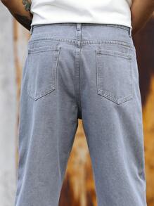 Manfinity Hypemode Pantalones vaqueros informales con bolsillo y diseño sencillo para hombres - Gris - Ver 6