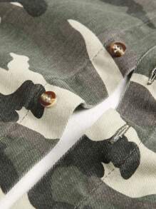 Manfinity Homme 男式前扣长袖口袋迷彩休闲牛仔衬衫 - 彩色 - 查看 3