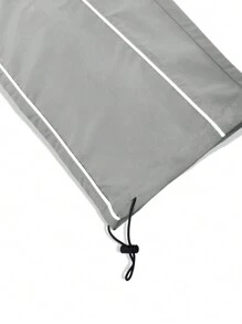 Manfinity Hypemode 男式宽松字母拼接细节撞色滚边翻盖口袋侧边工装裤 - 淺灰色 - 查看 5