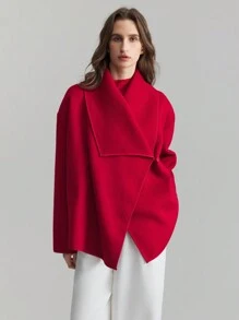 Ontre 2025 New Spring Women's 50% Wool Blend Double-Sided Woolen Jacket, Short & Elegant Red Outerwear