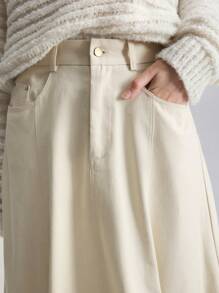 Ontre Women's Four-Season Apricot Simple Swing A-Line Skirt, Daily Leisure, Old Money Style Retro Simple Fashion, Urban Commuting, Elegant And Simple Skirt