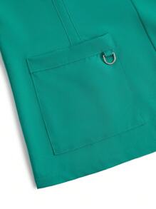 TaskEZ Solid Color V-Neck Half Zip Front Pocket Long Sleeve Top & Pants Nurse Scrub Uniform Set Set Scrub Set Nurse Dresses Scrub Tops Scrub Bottoms Lab Coats Scrub Outwear