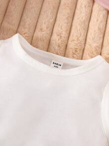 1 Set Baby Girl 3D Floral Decor Long Sleeve Hooded Jacket, Minimalist Crew Neck Sleeveless Top & Pants