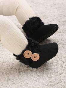 New Warm Soft Sole Boots For Toddlers, 0-1 Year Old, Winter - Black - View 6