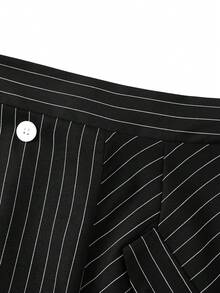 Black & White Striped Mid-Length Skirt, Slimming Design - Black and White - View 7