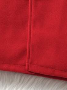 SHEIN Young Girl Solid Color Bow Accent Button Front Long Sleeve Overcoat - Burgundy - View 7