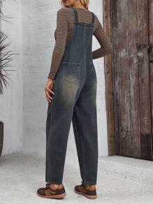 EMERY ROSE Women's Solid Color Pocket Casual Dungarees/Overalls, Autumn
