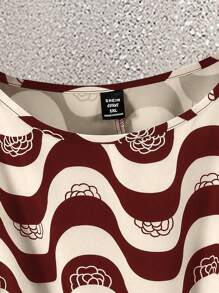 Celure Set de 2 piezas con blusa de cuello redondo de manga larga a rayas onduladas y pantalones casuales para mujer talla grande, otoño