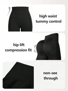 Easithlete Leggings de yoga para mujer de unicolor, sin costuras, con alto estiramiento y control de abdomen para ropa deportiva