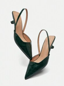 CUCCOO BIZCHIC 女士尖头小猫跟高跟鞋，蝴蝶结装饰，纯色，踝带，优雅的日常穿着选择，适合户外购物、节日、派对、春/夏/秋/冬，搭配缎面连衣裙，适合圣诞节和新年假期氛围秋冬季 - 墨綠色 - 查看 5