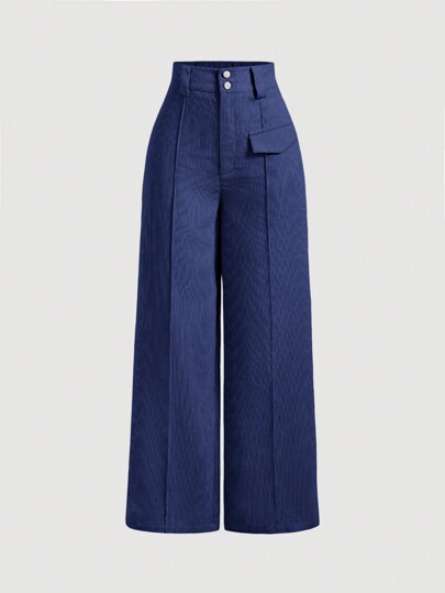 SHEIN MOD Pantalones anchos de pierna ancha plisados de unicolor para mujer