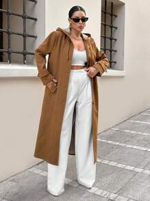 RueChic CAMEL Long Overcoat For Ladies Winter - Camel - View 3