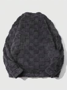 Manfinity Hypemode 男士运动衫，珊瑚绒，保暖毛绒，男友礼物，提花面料，灰色男士运动衫