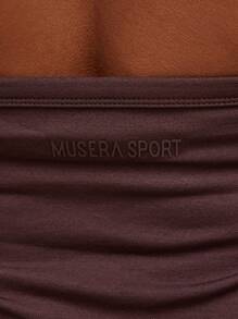 Musera Sport 无缝露背吊带短款运动上衣，适合板式网球、网球、匹克球、健身房、瑜伽、普拉提等运动，日常休闲夏季穿着 - 咖啡棕 - 查看 4