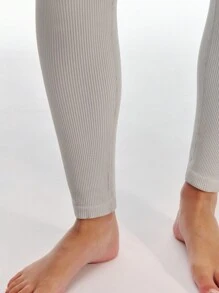 SHEIN Unity Solid Colour Zip Front Ribbed Basic Jumpsuit With Thumb Hole Detail