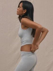 MUSERA 高领露脐背心，休闲夏季春季复活节优雅假日款 - 灰色 - 查看 2