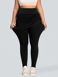 SHEIN Essnce Quần Jeans Skinny Co Giãn Ôm Vừa Vặn, Màu Trơn Size Lớn - màu đen - Xem 7