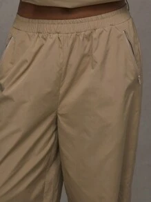 MUSERA Elastic Waist Shell Trousers 90's Summer Casual Cute Summer - Khaki - View 5